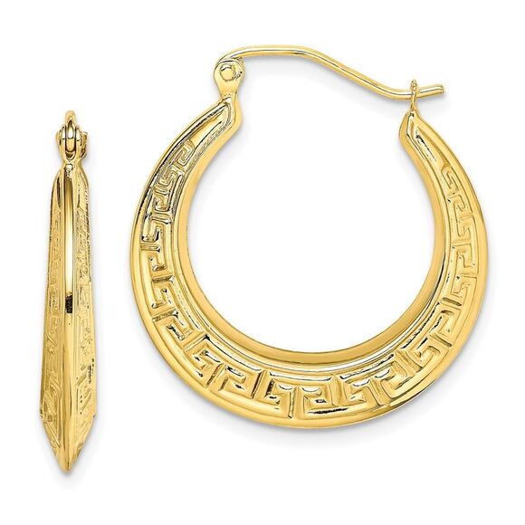 10K Yellow Gold Polished Hollow Greek Key Earrings,All Products : American Fashion Style Bags On Sale